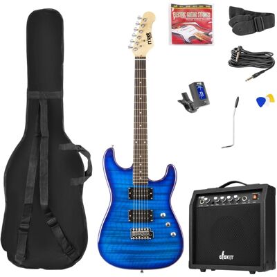Guitarra eléctrica GIGKIT "Estilo Quilted" + Amplificador de 6" 40W (Azul) - MAX Guitarra eléctrica GIGKIT "Estilo Quilted" + Amplificador de 6" 40W (Azul) - MAX