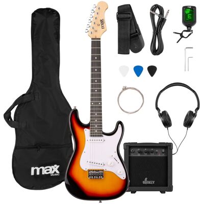 Pack de guitarra eléctrica GIGKIT Junior 3/4 + amplificador de 6" y 40 W (Sunburst) - MAX Pack de guitarra eléctrica GIGKIT Junior 3/4 + amplificador de 6" y 40 W (Sunburst) - MAX