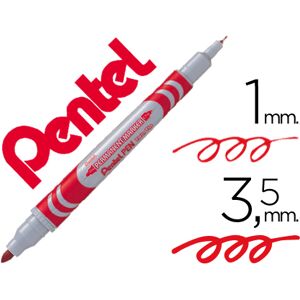 Pentel Marcador Permanente N65W Rojo 2 Puntas Agarre para Cd-R/Dvd-R/Vidrio/Metal/Plástico Pentel Marcador Permanente N65W Rojo 2 Puntas Agarre para Cd-R/Dvd-R/Vidrio/Metal/Plástico