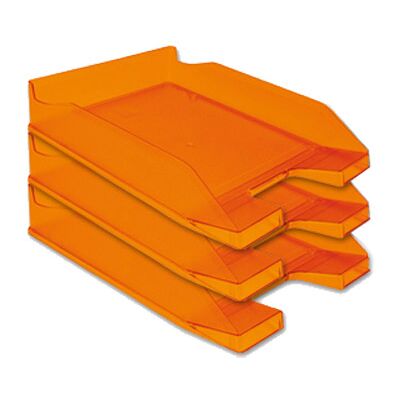 Bandeja de escritorio transparente de plástico naranja Q-Connect Bandeja de escritorio transparente de plástico naranja Q-Connect