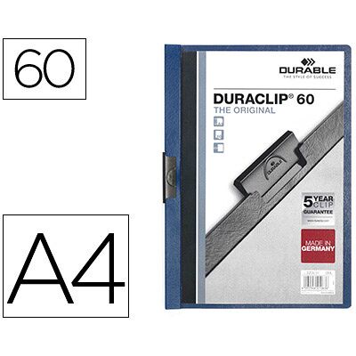 Carpeta Dossier Durable, Con Clip Lateral, A4, 60 Hojas Azul Oscuro Carpeta Dossier Durable, Con Clip Lateral, A4, 60 Hojas Azul Oscuro