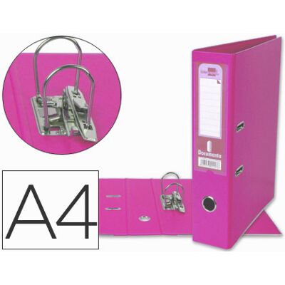 LIDERPAPEL Carpeta Archivador Palanca A4 Forrado PVC Lomo Rado 75mm Compresor Metalico Rosa LIDERPAPEL Carpeta Archivador Palanca A4 Forrado PVC Lomo Rado 75mm Compresor Metalico Rosa