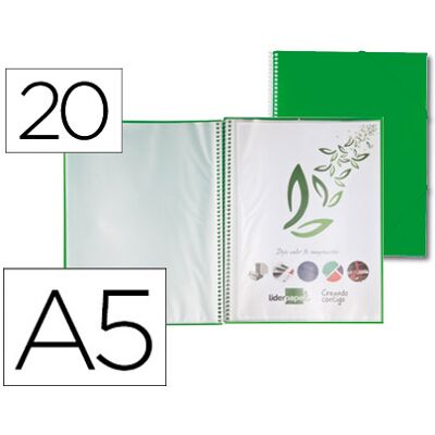 LIDERPAPEL Portada Catálogo con Espiral 20 Bolsas Polipropileno Din A5 Verde LIDERPAPEL Portada Catálogo con Espiral 20 Bolsas Polipropileno Din A5 Verde