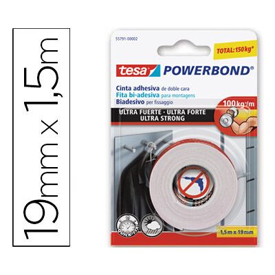 Tesa Cinta Adhesiva de Doble Cara Ultra Fuerte Extra Fuerte para Interior y Exterior 1.5M X19mm Tesa Cinta Adhesiva de Doble Cara Ultra Fuerte Extra Fuerte para Interior y Exterior 1.5M X19mm