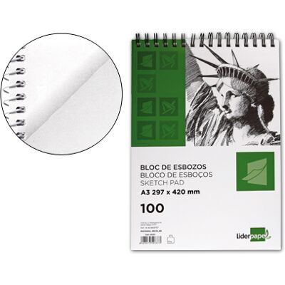 Cuaderno de Bocetos Espiral Liderpapel A3 Cuaderno de Bocetos Espiral Liderpapel A3