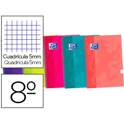 OXFORD Cuaderno Oxfors Ebook Espiral 4 Tapa Extra Dura 8º 120F Cuadrado 5 mm Colores Surtidos Táctil OXFORD Cuaderno Oxfors Ebook Espiral 4 Tapa Extra Dura 8º 120F Cuadrado 5 mm Colores Surtidos Táctil