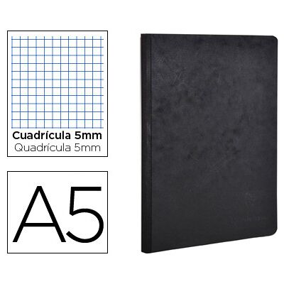 CLAIREFONTAINE Cuaderno Moleskine Funda A5 Cuadros Cartón 96F Negro CLAIREFONTAINE Cuaderno Moleskine Funda A5 Cuadros Cartón 96F Negro
