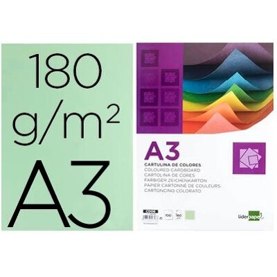 LIDERPAPEL Cartulina 180 Gr A3 100 Hojas Verdes LIDERPAPEL Cartulina 180 Gr A3 100 Hojas Verdes