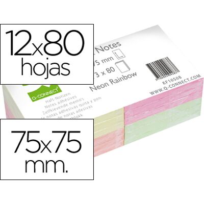 Bloc de notas adhesivas surtidas Q-Connect 75 X 75 mm Bloc de notas adhesivas surtidas Q-Connect 75 X 75 mm