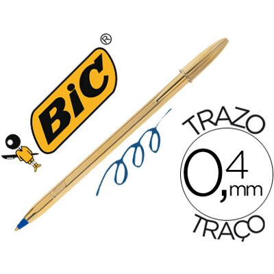 Bolígrafo Bic Cristal Celebration Tinta Azul Oro Bolígrafo Bic Cristal Celebration Tinta Azul Oro