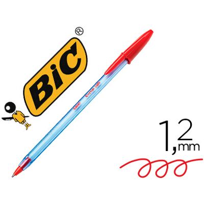 Bolígrafo Bic Cristal Punta Roja Suave 1,2 mm Bolígrafo Bic Cristal Punta Roja Suave 1,2 mm