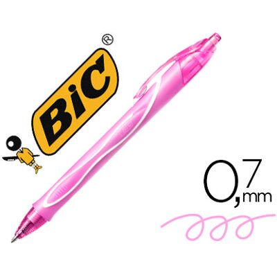 Bolígrafo retráctil Bic Gelocity de secado rápido, tinta de gel rosa, punta de 0,7 mm Bolígrafo retráctil Bic Gelocity de secado rápido, tinta de gel rosa, punta de 0,7 mm