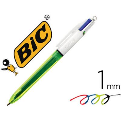 Bolígrafo Bic Cuatro Colores Azul / Negro / Rojo / Amarillo Punta Flúor Mediana 1 mm Bolígrafo Bic Cuatro Colores Azul / Negro / Rojo / Amarillo Punta Flúor Mediana 1 mm
