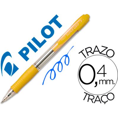 Bolígrafo Pilot Super Grip Amarillo -Retráctil -Con Tinta Base Grip-Oil Bolígrafo Pilot Super Grip Amarillo -Retráctil -Con Tinta Base Grip-Oil