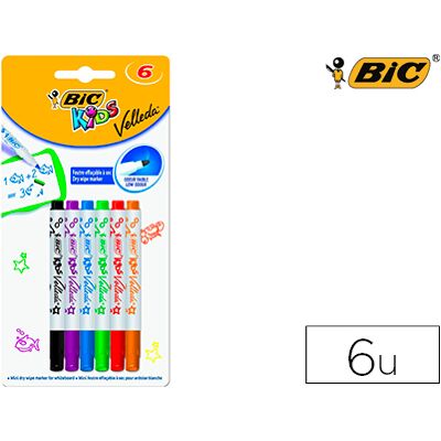 Bic Kids Velleda Rotulador para Pizarra Blister en 6 Colores Surtidos Bic Kids Velleda Rotulador para Pizarra Blister en 6 Colores Surtidos