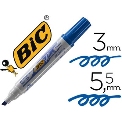 Rotulador Bic Velleda Punta Biselada Azul para Pizarra Blanca Rotulador Bic Velleda Punta Biselada Azul para Pizarra Blanca