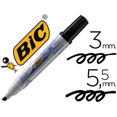 Rotulador Bic Velleda Negro Punta Biselada para Pizarra Blanca Rotulador Bic Velleda Negro Punta Biselada para Pizarra Blanca