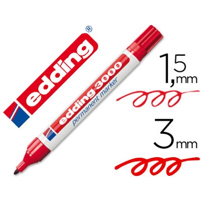 Edding Marker 3000 permanente rojo punta redonda 3 mm Edding Marker 3000 permanente rojo punta redonda 3 mm