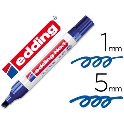 Edding Marker Marcador Permanente 1 Azul - Punta Biselada 5mm Edding Marker Marcador Permanente 1 Azul - Punta Biselada 5mm