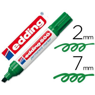 Edding Marker Marcador Permanente 500 Verde - Punta Biselada 7 mm Edding Marker Marcador Permanente 500 Verde - Punta Biselada 7 mm