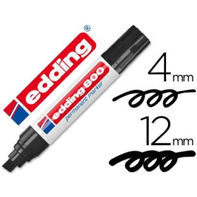 Edding Marker Marcador Permanente 800 Negro - Punta Biselada 12 mm Edding Marker Marcador Permanente 800 Negro - Punta Biselada 12 mm