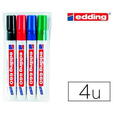 Edding Rotulador para Pizarra Blanca 660 Blíster de 4 Colores Surtidos Recargable Edding Rotulador para Pizarra Blanca 660 Blíster de 4 Colores Surtidos Recargable