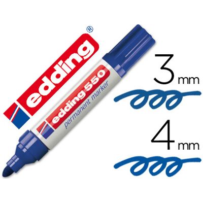 Rotulador Edding Permanente 550 Punta Fibra Azul N.3 - Punta Redonda Rotulador Edding Permanente 550 Punta Fibra Azul N.3 - Punta Redonda