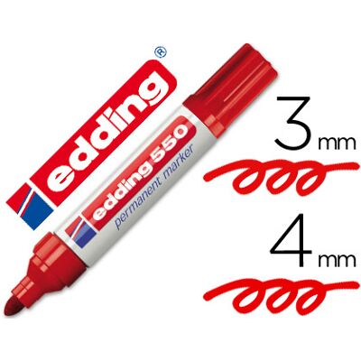 Rotulador Edding Permanente 550 Punta Fibra Rojo N.2 - Punta Redonda Rotulador Edding Permanente 550 Punta Fibra Rojo N.2 - Punta Redonda