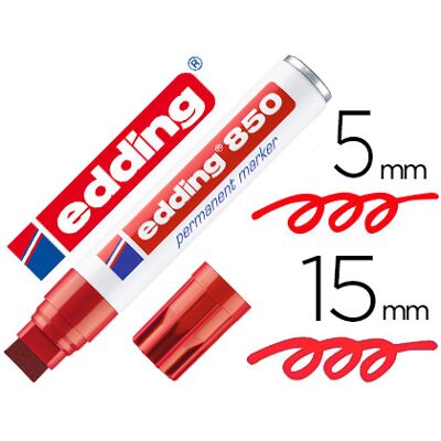 Marcador permanente Edding 850 Rojo Punta biselada 5-15 mm Recargable Marcador permanente Edding 850 Rojo Punta biselada 5-15 mm Recargable