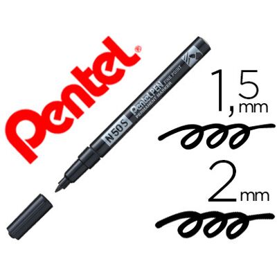 Pentel N50S Marcador Permanente Color Negro 1,5/2 mm Pentel N50S Marcador Permanente Color Negro 1,5/2 mm