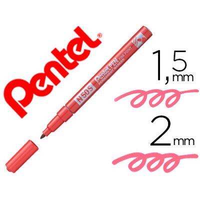 Pentel N50S Rotulador Permanente Color Rojo 1,5/2 mm Pentel N50S Rotulador Permanente Color Rojo 1,5/2 mm