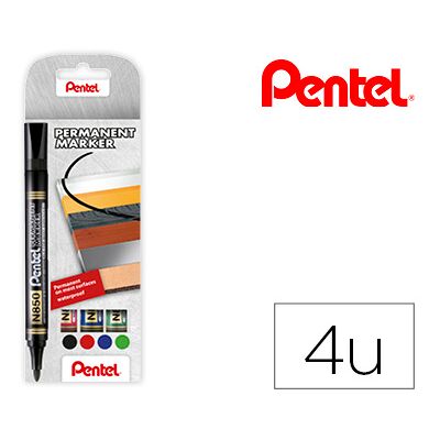 Pentel N850 Marcador Permanente 4 Unidades Color Negro, Rojo, Azul y Verde Pentel N850 Marcador Permanente 4 Unidades Color Negro, Rojo, Azul y Verde