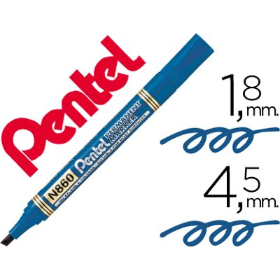 Pentel N860 Marcador biselado azul permanente Pentel N860 Marcador biselado azul permanente