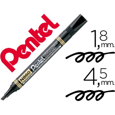 Pentel N860 Marcador negro biselado permanente Pentel N860 Marcador negro biselado permanente