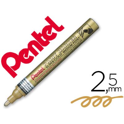 Rotulador Pentel Permanente mmp10-X Dorado para Pinturas Decorativas. Punto medio Rotulador Pentel Permanente mmp10-X Dorado para Pinturas Decorativas. Punto medio