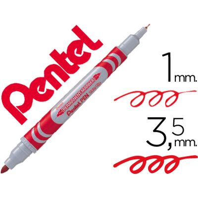 Pentel Marcador Permanente N65W Rojo 2 Puntas Agarre para Cd-R/Dvd-R/Vidrio/Metal/Plástico Pentel Marcador Permanente N65W Rojo 2 Puntas Agarre para Cd-R/Dvd-R/Vidrio/Metal/Plástico