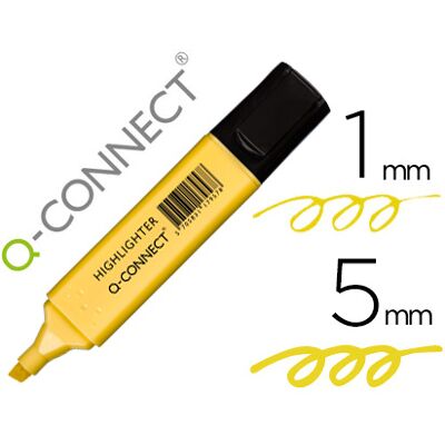 Marcador de punta biselada amarillo pastel fluorescente Q-Connect Marcador de punta biselada amarillo pastel fluorescente Q-Connect
