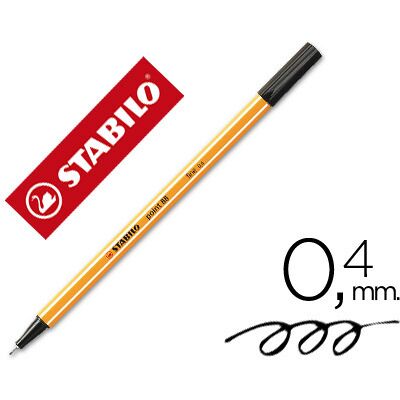 STABILO Point 88 Fineliner - Negro - 0.4mm - Tinta a prueba de agua STABILO Point 88 Fineliner - Negro - 0.4mm - Tinta a prueba de agua