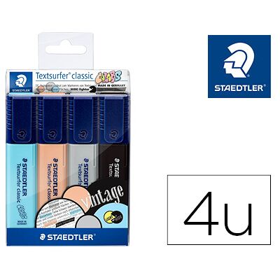 STAEDTLER Textsurfer Classic 364 Pastel & Vintage Rotulador Bolsa 4 Colores Surtidos STAEDTLER Textsurfer Classic 364 Pastel & Vintage Rotulador Bolsa 4 Colores Surtidos