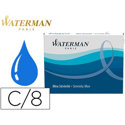 Waterman Blue Florida Ink-Box8 recambios Largos Std. Waterman Blue Florida Ink-Box8 recambios Largos Std.