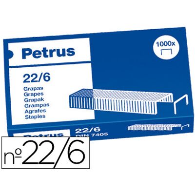Grapas Petrus - Caja 1000. - N. 22/6-Cobre Grapas Petrus - Caja 1000. - N. 22/6-Cobre