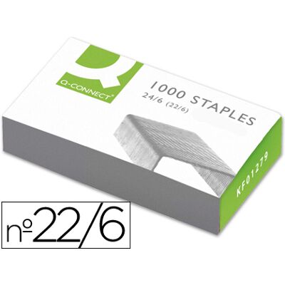 Grapas Q-Connect Nº 22/6 24/6 Caja de 1000 Unidades Galvanizadas Grapas Q-Connect Nº 22/6 24/6 Caja de 1000 Unidades Galvanizadas