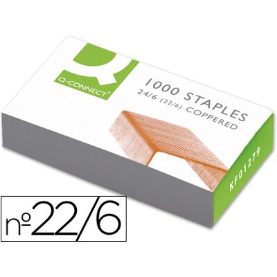 Grapas Q-Connect Nº 22/6 Caja de 1000 Unidades Cobreadas Grapas Q-Connect Nº 22/6 Caja de 1000 Unidades Cobreadas