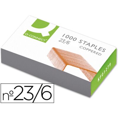 Grapas Q-Connect Nº 23/6 Caja de 1000 Unidades Cobreadas Grapas Q-Connect Nº 23/6 Caja de 1000 Unidades Cobreadas