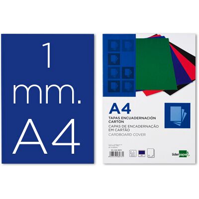 LIDERPAPEL Tapa Encuadernación Cartulina A4 1mm Azul (50 Uds) LIDERPAPEL Tapa Encuadernación Cartulina A4 1mm Azul (50 Uds)