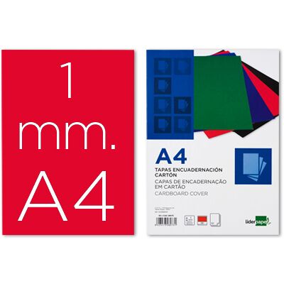 LIDERPAPEL Tapa Encuadernación Cartulina A4 1mm Roja (50 Uds) LIDERPAPEL Tapa Encuadernación Cartulina A4 1mm Roja (50 Uds)