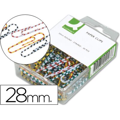 Clips Rayados de Color Q-Connect 28 mm (100 uds) Clips Rayados de Color Q-Connect 28 mm (100 uds)