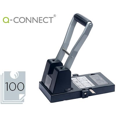 Perforadora Q-Connect negra 2 agujeros Abertura 10 mm Capacidad 100 hojas Perforadora Q-Connect negra 2 agujeros Abertura 10 mm Capacidad 100 hojas