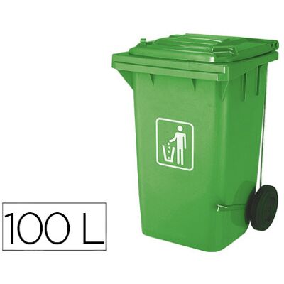 Papelera de plástico verde Q-connect - 100L - 75x37x47cm Papelera de plástico verde Q-connect - 100L - 75x37x47cm