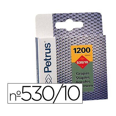 Grapas Petrus Nº 530/10 para Crimpadora Caja de 1200 Uds. Grapas Petrus Nº 530/10 para Crimpadora Caja de 1200 Uds.